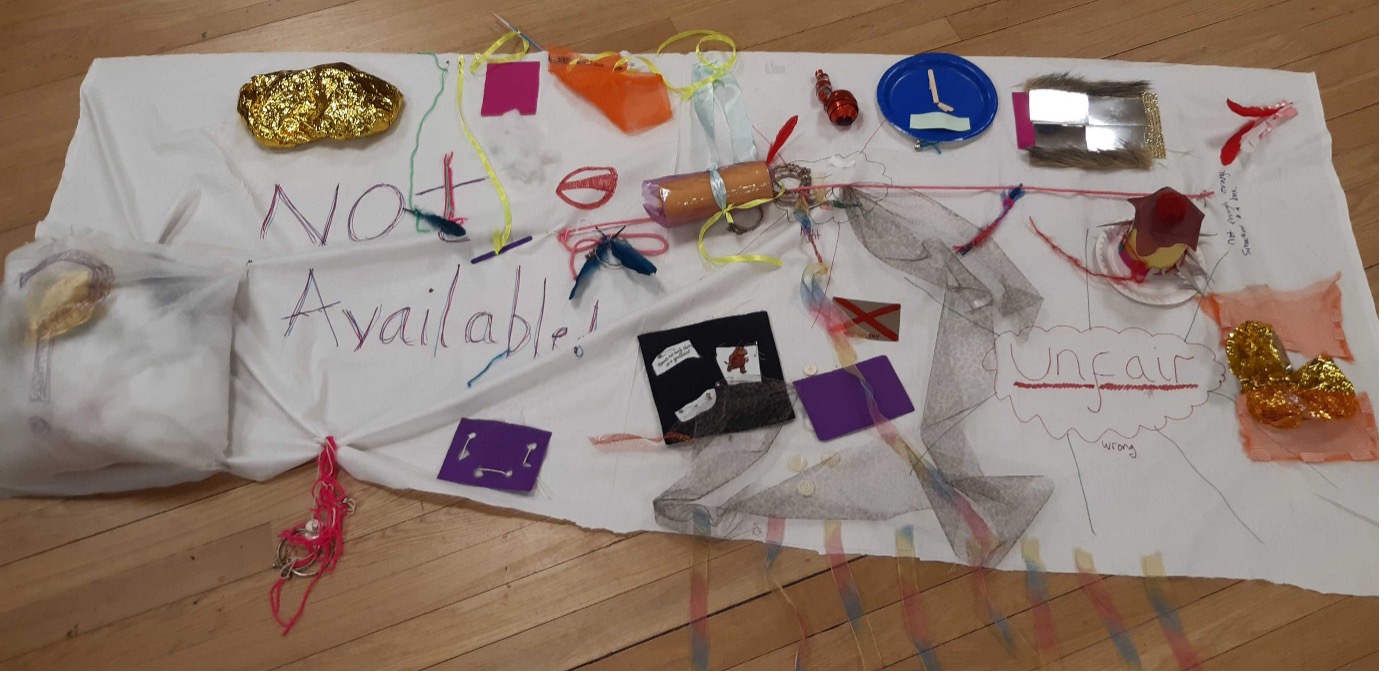 Sensory banner made of various materials